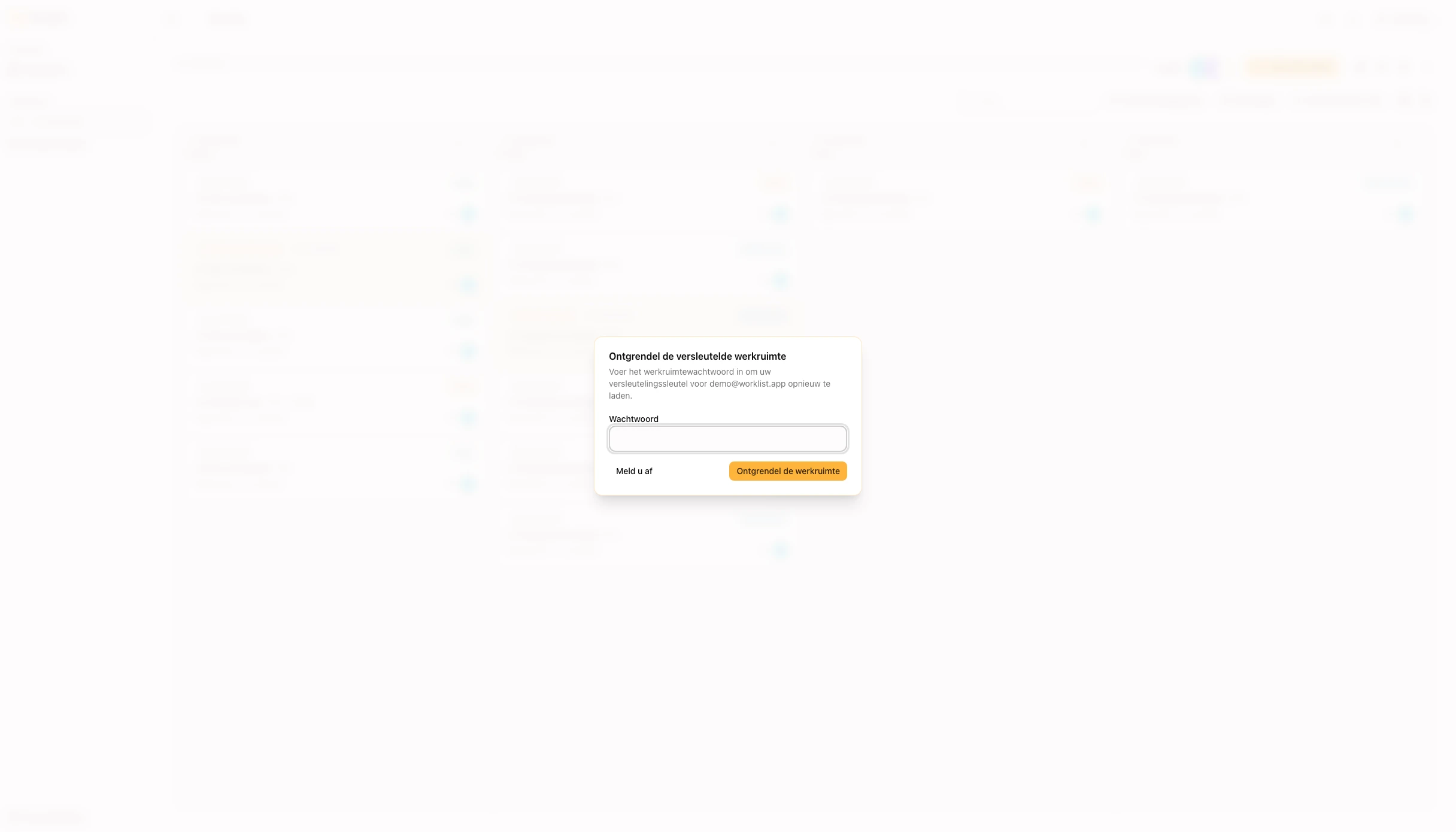 Versleuteld — Worklist screenshot